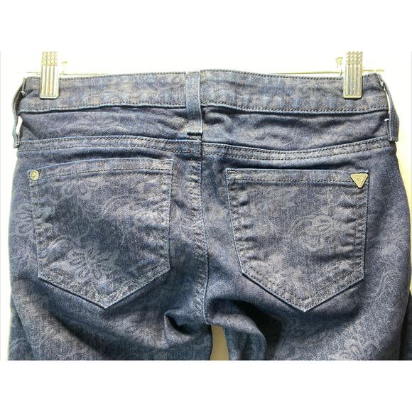 Guess Maxine Low Rise Jegging Skinny Fit Dark Blue Floral Women's Size 26x30 - Picture 2 of 10